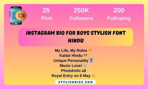 Instagram bio for boys stylish font hindu