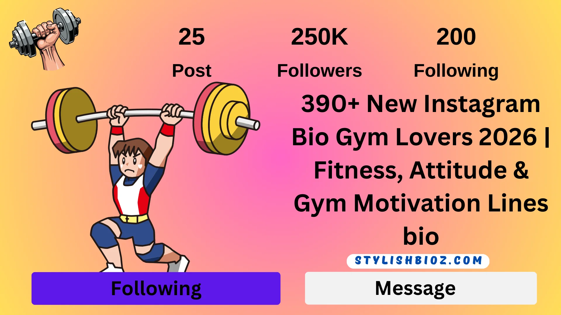 Instagram Bio Gym Lovers