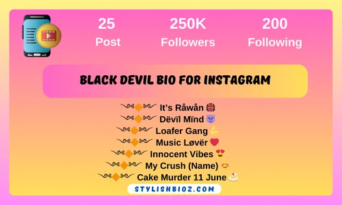 black devil bio for instagram