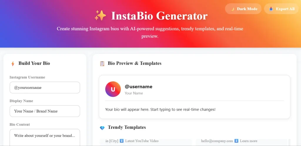 Instagram bio generator
